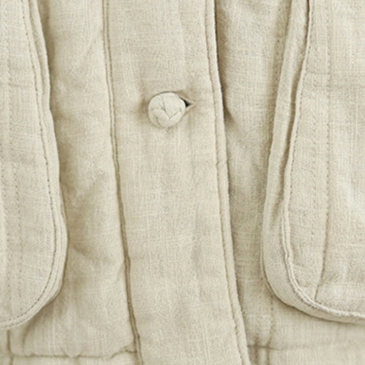 Chaqueta térmica de algodón de manga larga para mujer con bolsillos de Buddha Stones Winter Solid - image 13