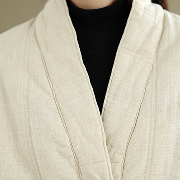 Chaqueta térmica de algodón de manga larga para mujer con bolsillos de Buddha Stones Winter Solid - image 8