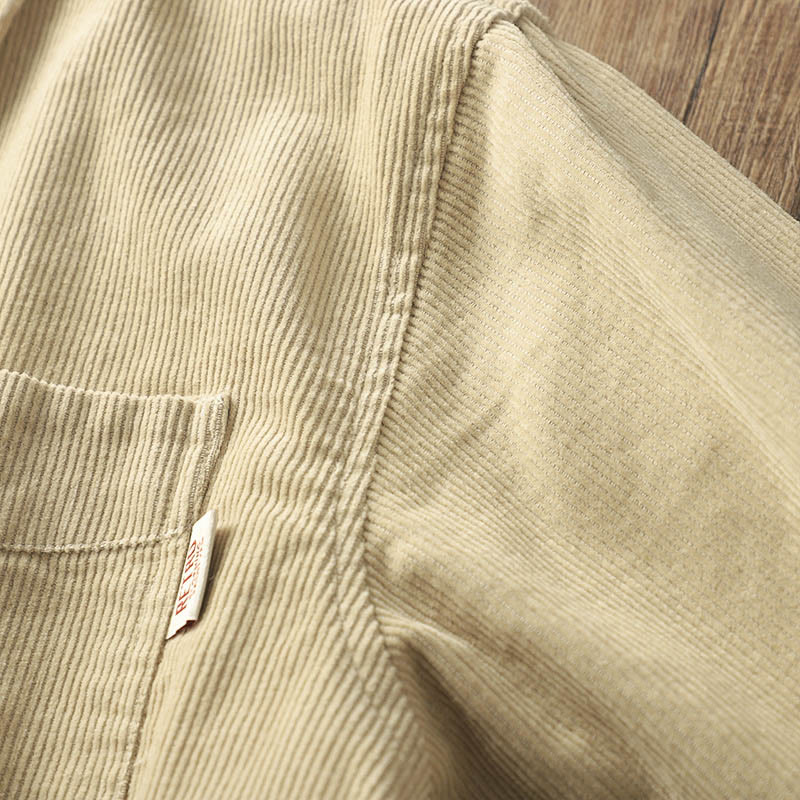 Chaqueta gruesa de algodón de manga larga para hombre, de pana, color liso, con solapa y bolsillos, con Buddha Stones - image 7