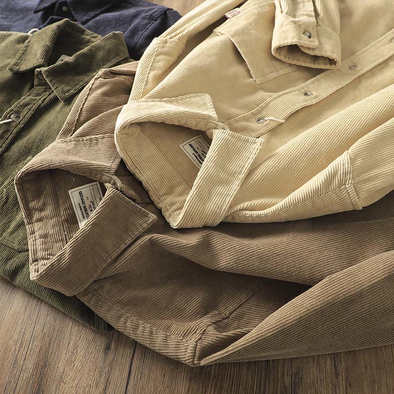 Chaqueta gruesa de algodón de manga larga para hombre, de pana, color liso, con solapa y bolsillos, con Buddha Stones - image 15