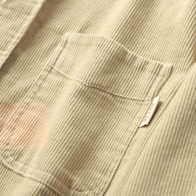 Chaqueta gruesa de algodón de manga larga para hombre, de pana, color liso, con solapa y bolsillos, con Buddha Stones - image 8