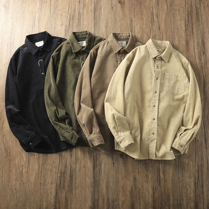 Chaqueta gruesa de algodón de manga larga para hombre, de pana, color liso, con solapa y bolsillos, con Buddha Stones - image 19