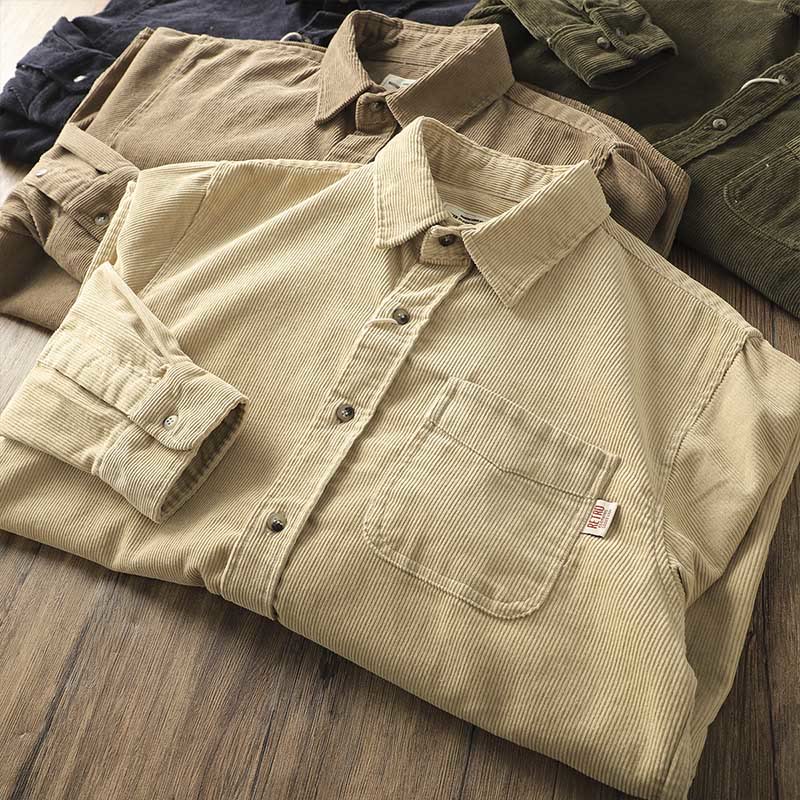 Chaqueta gruesa de algodón de manga larga para hombre, de pana, color liso, con solapa y bolsillos, con Buddha Stones - image 17