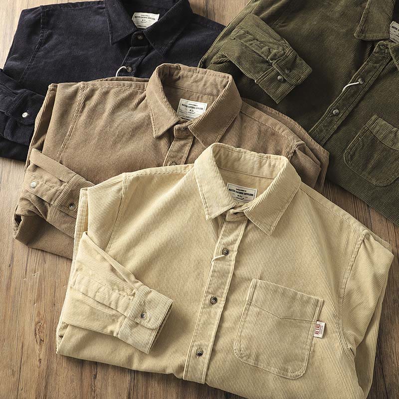 Chaqueta gruesa de algodón de manga larga para hombre, de pana, color liso, con solapa y bolsillos, con Buddha Stones - image 21