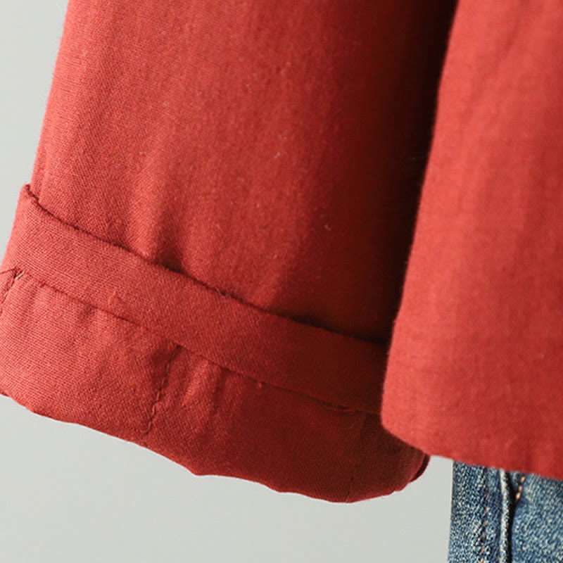 Chaqueta térmica de algodón de manga larga con estampado floral de Buddha Stones para mujer - image 6