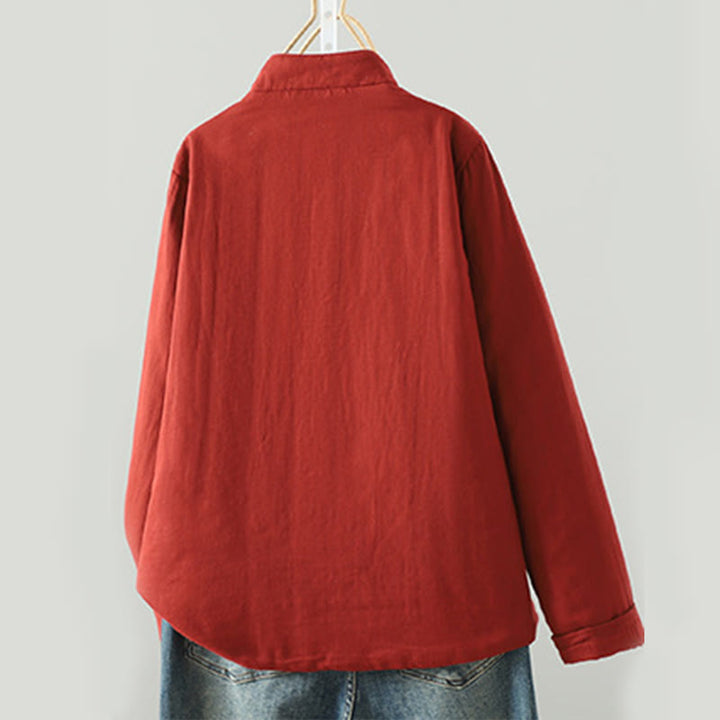 Chaqueta térmica de algodón de manga larga con estampado floral de Buddha Stones para mujer - image 1