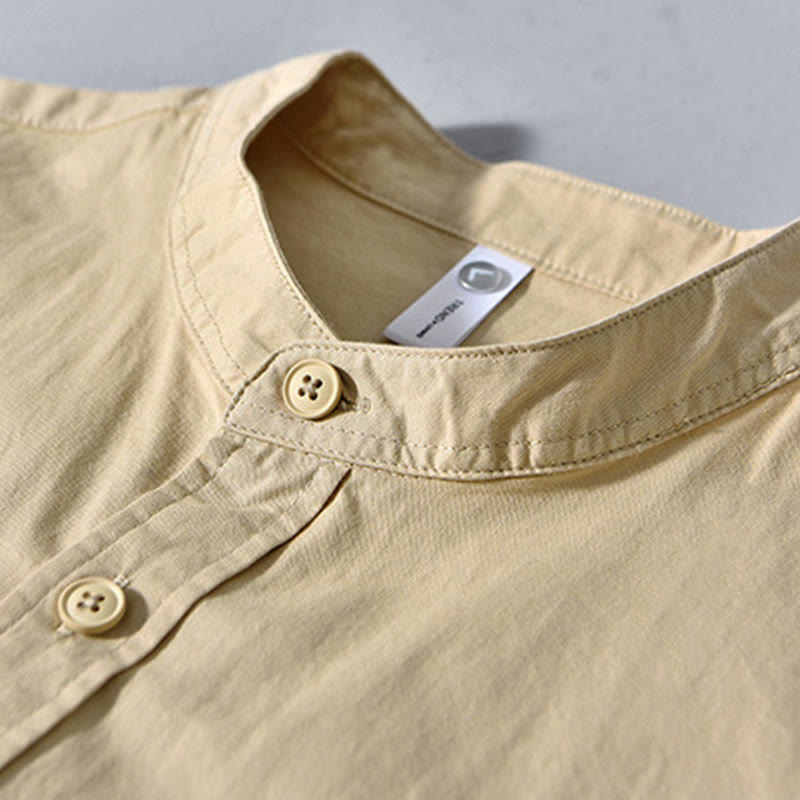 Chaqueta gruesa de algodón de manga larga para hombre, color liso, con cuello redondo y bolsillos , de Buddha Stones - image 1