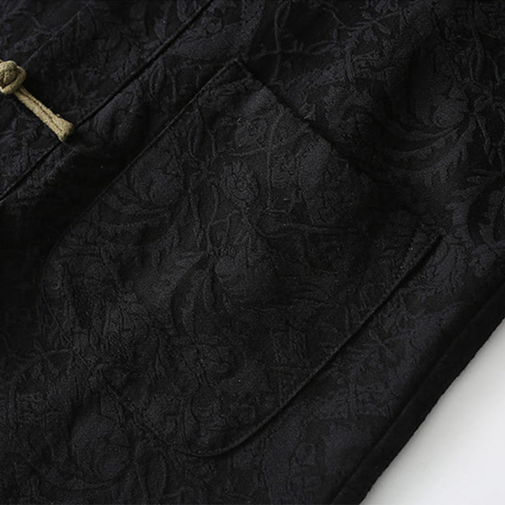 Chaqueta de algodón de manga larga con botones de rana y bolsillos para hombre de Buddha Stones Spring Jacquard - image 8