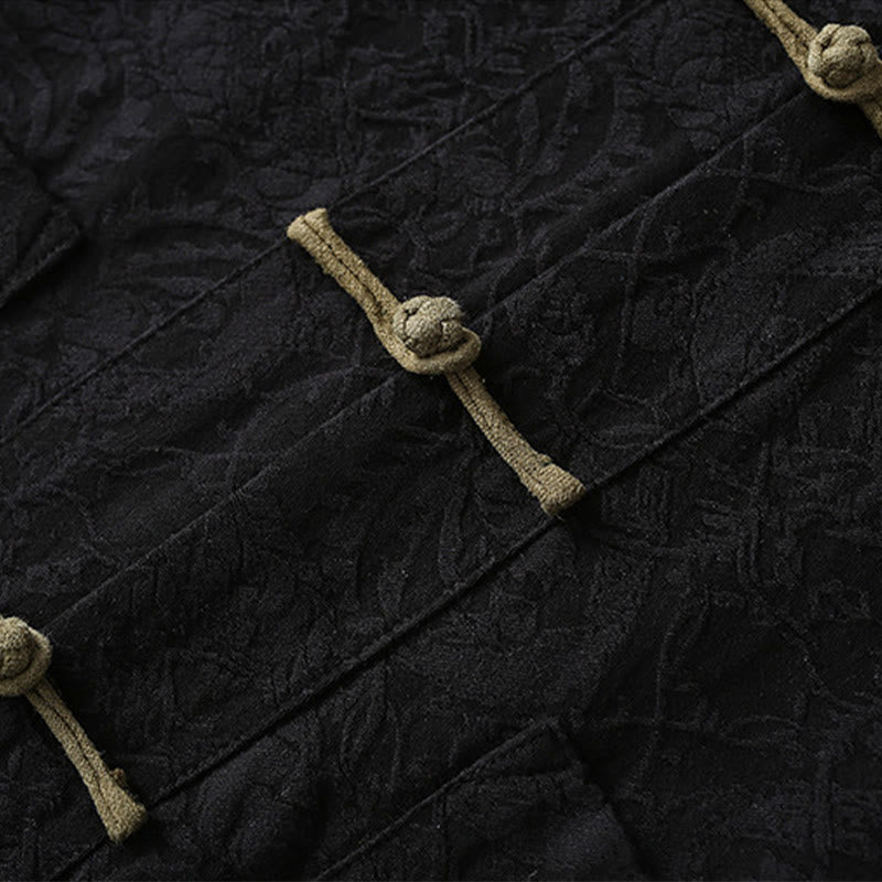 Chaqueta de algodón de manga larga con botones de rana y bolsillos para hombre de Buddha Stones Spring Jacquard - image 6