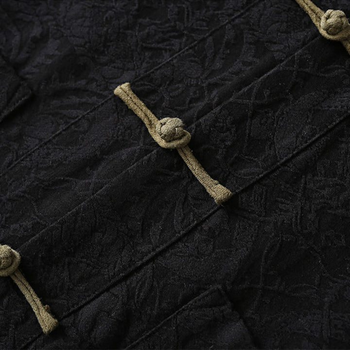 Chaqueta de algodón de manga larga con botones de rana y bolsillos para hombre de Buddha Stones Spring Jacquard - image 6