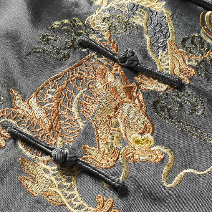 Chaqueta de manga larga para hombre con bordado de dragón y botones de rana de Buddha Stones para primavera y otoño - image 4