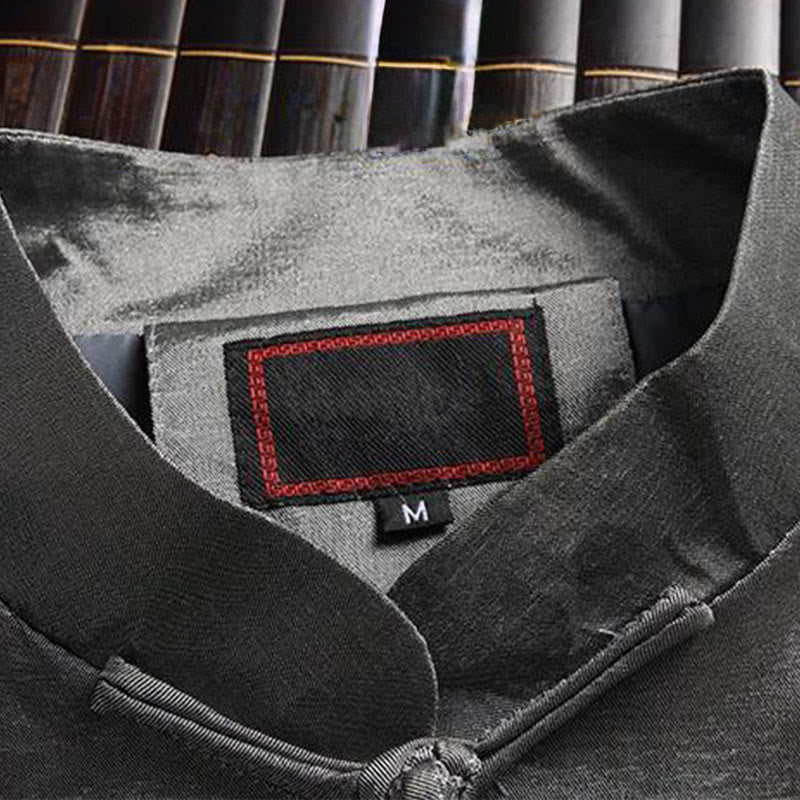 Chaqueta de manga larga para hombre con bordado de dragón y botones de rana de Buddha Stones para primavera y otoño - image 1