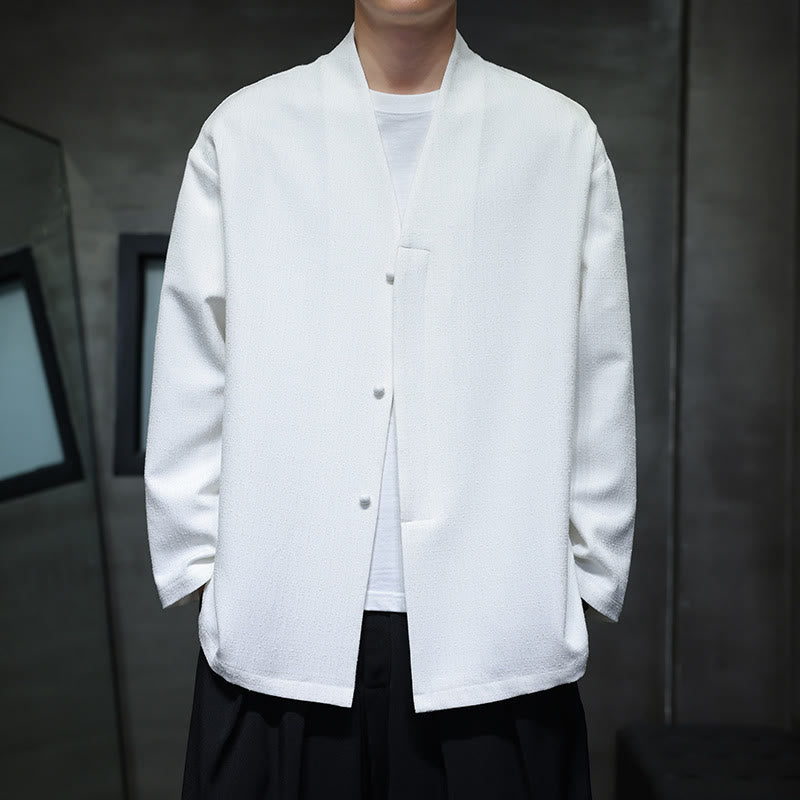 Chaqueta de manga larga para hombre de color liso con Buddha Stones para primavera y otoño - Blanco - US/UK/AU46, EU56 (5XL) - image 12