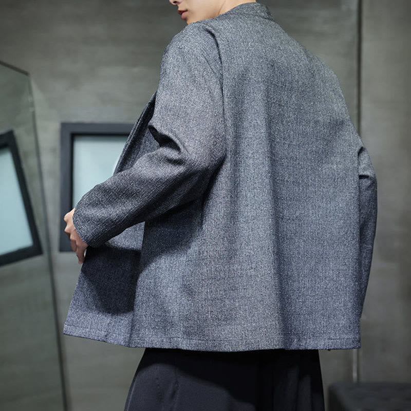 Chaqueta de manga larga para hombre de color liso con Buddha Stones para primavera y otoño - image 3