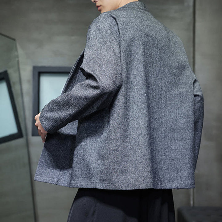 Chaqueta de manga larga para hombre de color liso con Buddha Stones para primavera y otoño - image 3