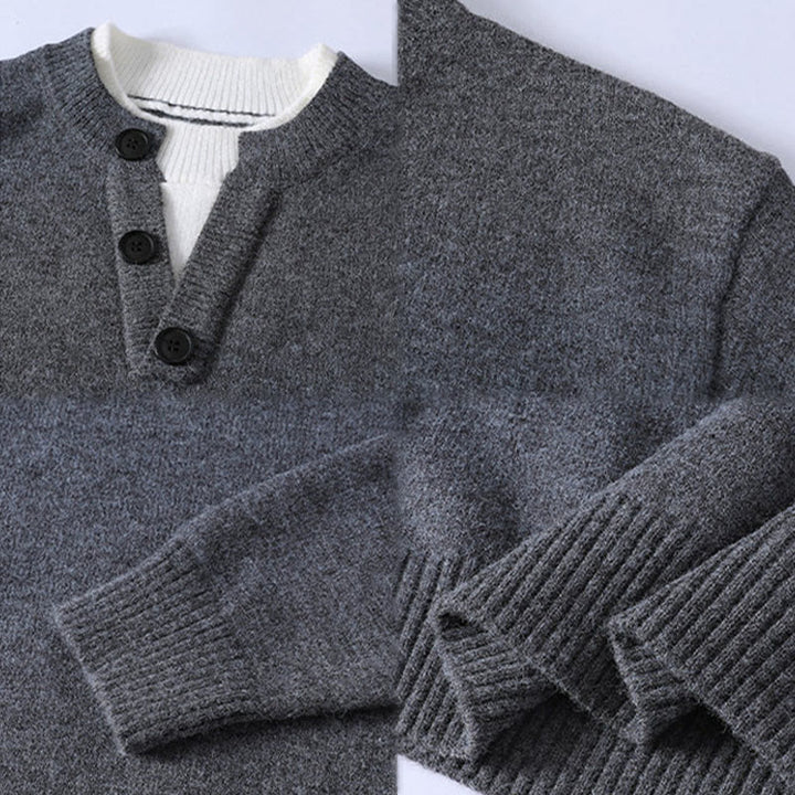 Suéter de punto de manga larga para hombre, cálido, con botones de invierno y cuello redondo , con Buddha Stones - image 4