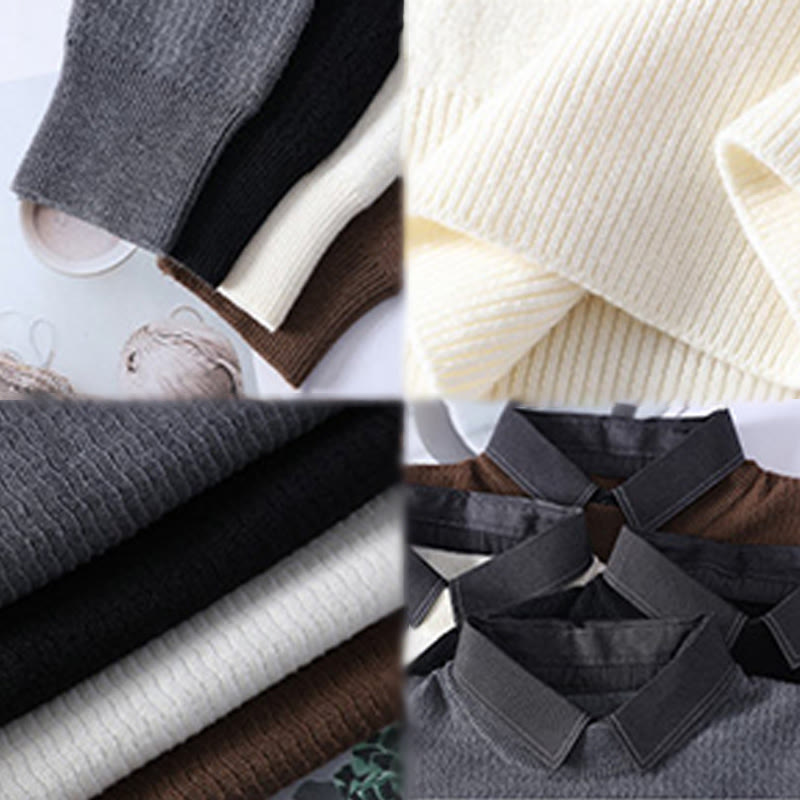 Suéter de punto de manga larga para hombre, cálido, con cuello alto y diseño de Buddha Stones en invierno - image 11