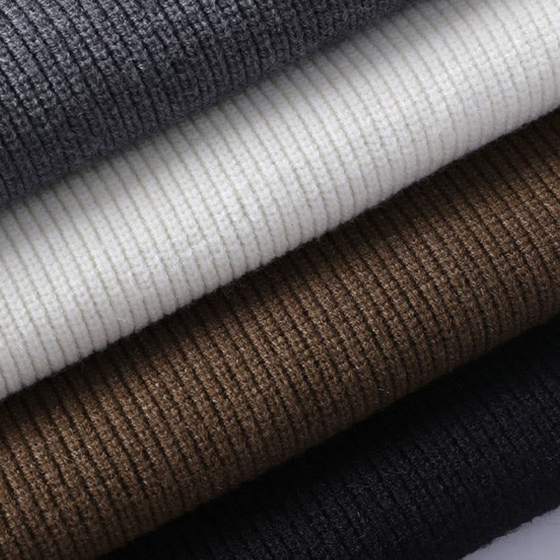 Suéter de punto de manga larga para hombre, cálido, con cuello alto, color negro, con Buddha Stones, para invierno - image 11