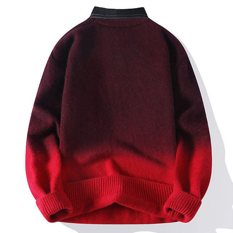Suéter de punto de manga larga para hombre, cálido, con diseño de color degradado y cuello alto de invierno con Buddha Stones - image 3