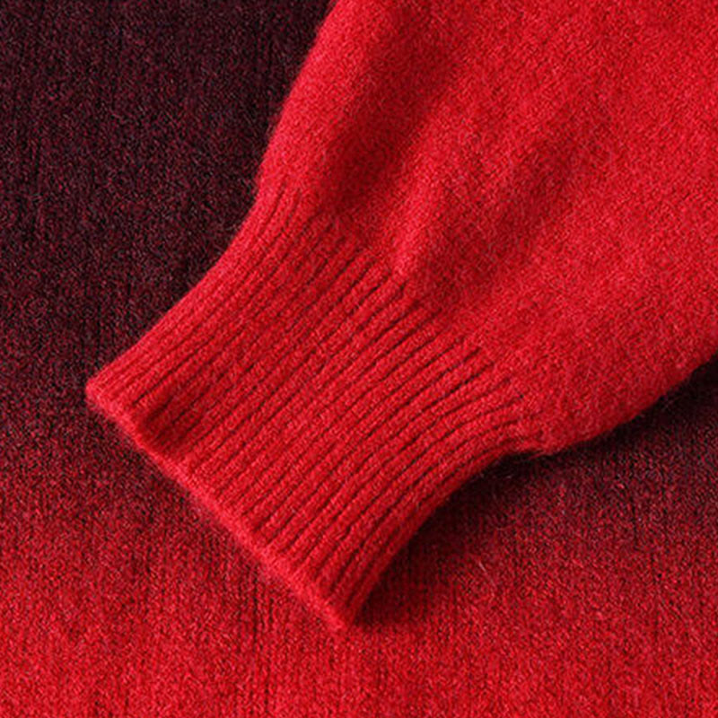 Suéter de punto de manga larga para hombre, cálido, con diseño de color degradado y cuello alto de invierno con Buddha Stones - image 4