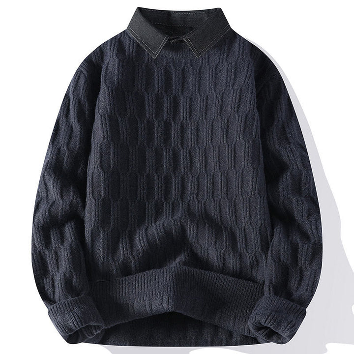 Suéter de punto de manga larga para hombre, cálido, con cuello alto y diseño de líneas negras de Buddha Stones, para invierno - Gris oscuro - US/UK/AU44, EU54 (4XL) - image 9