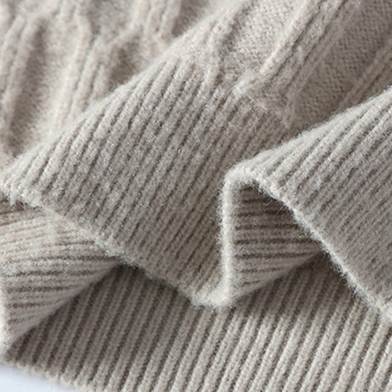 Suéter de punto de manga larga para hombre, cálido, con cuello alto y diseño de líneas negras de Buddha Stones, para invierno - image 7