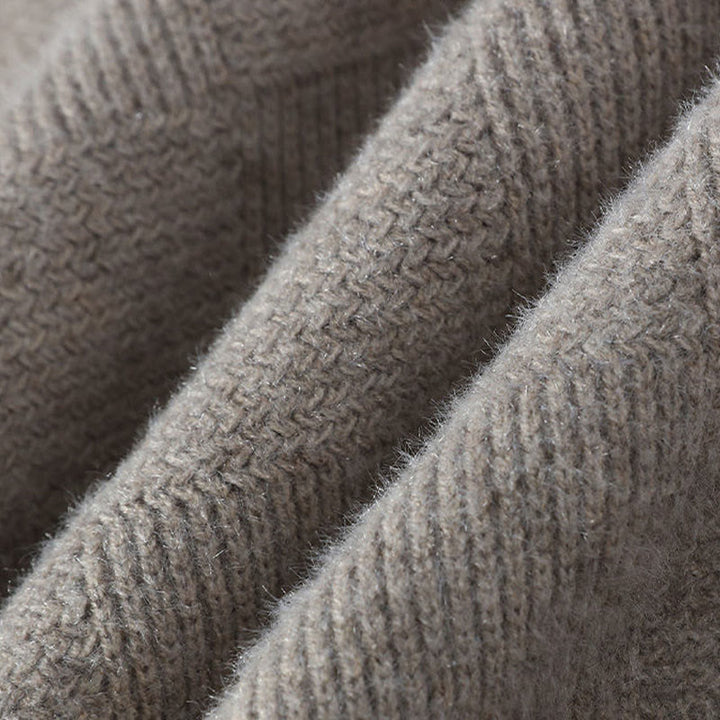 Suéter de punto de manga larga para hombre, cálido, con estampado a cuadros y cuello alto negro de Buddha Stones, para invierno - image 3