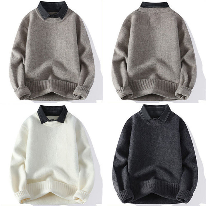 Suéter de punto de manga larga para hombre, cálido, con estampado a cuadros y cuello alto negro de Buddha Stones, para invierno - image 10