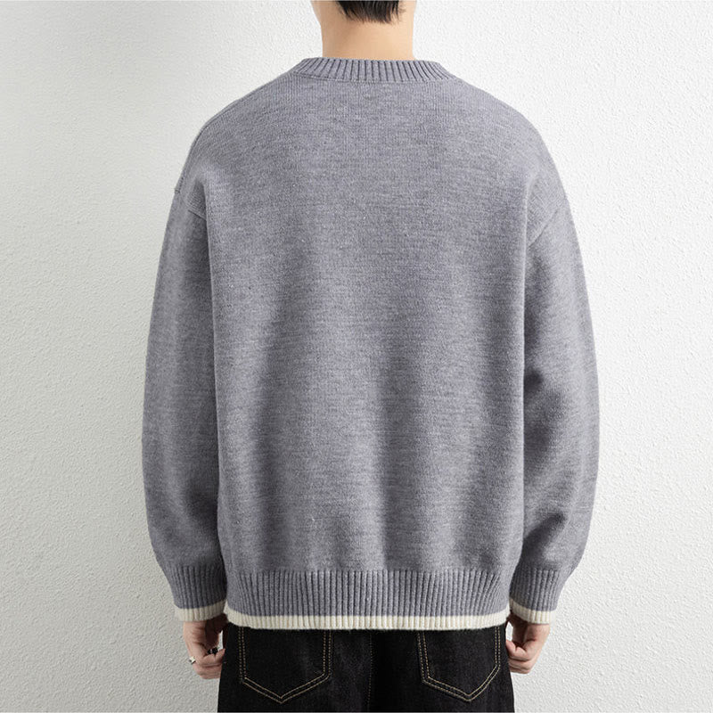 Suéter de punto de manga larga para hombre, cálido, con cuello en V y un botón, de invierno , con Buddha Stones - image 3