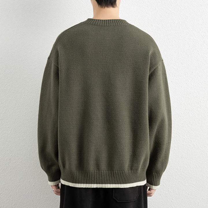 Suéter de punto de manga larga para hombre, cálido, con cuello en V y un botón, de invierno , con Buddha Stones - image 27