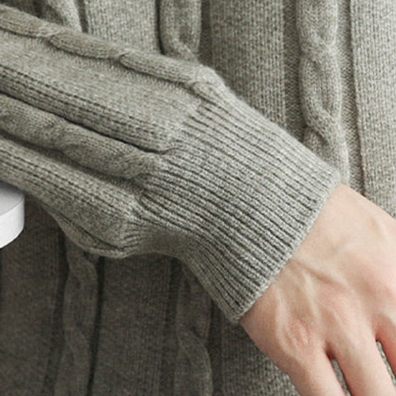 Suéter de punto de manga larga para hombre, cálido, con cuello en V, botones y diseño retorcido, de Buddha Stones, para invierno - image 20