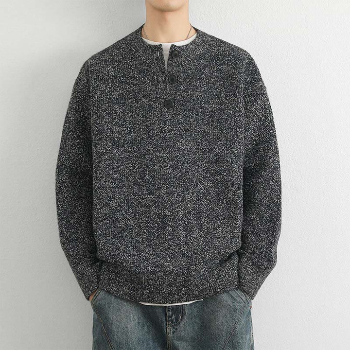 Suéter de punto de manga larga para hombre, cálido, con cuello en V, botones y diseño acanalado, de Buddha Stones, para invierno - Gris oscuro - US/UK/AU42, EU52 (3XL) - image 18