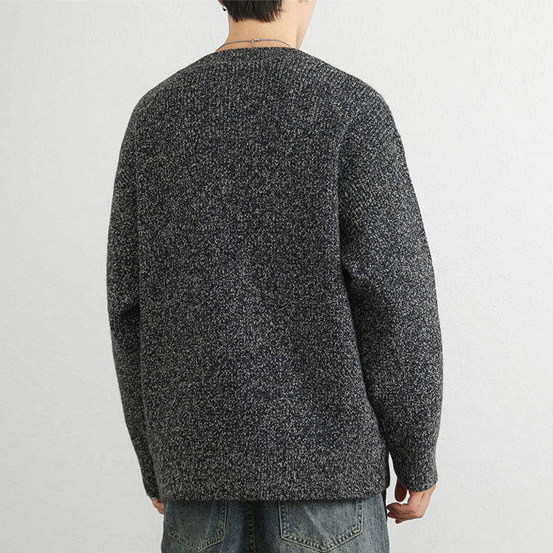 Suéter de punto de manga larga para hombre, cálido, con cuello en V, botones y diseño acanalado, de Buddha Stones, para invierno - image 21