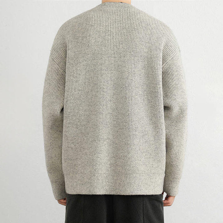 Suéter de punto de manga larga para hombre, cálido, con cuello en V, botones y diseño acanalado, de Buddha Stones, para invierno - image 8