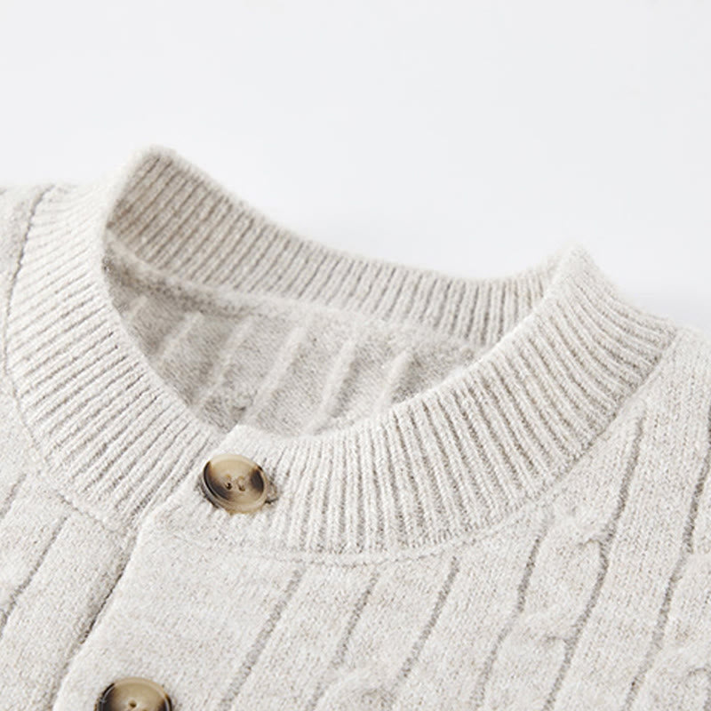 Suéter de punto de manga larga para hombre, cálido, con diseño retorcido, tres botones y cuello redondo de invierno Buddha Stones - image 6