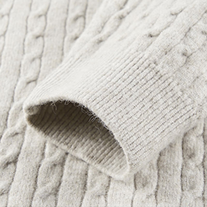 Suéter de punto de manga larga para hombre, cálido, con diseño retorcido, tres botones y cuello redondo de invierno Buddha Stones - image 8