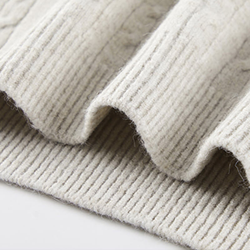 Suéter de punto de manga larga para hombre, cálido, con diseño retorcido, tres botones y cuello redondo de invierno Buddha Stones - image 9