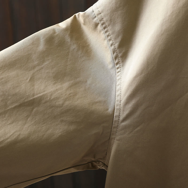 Chaqueta de algodón de manga larga y longitud media para mujer con botones de otoño y Buddha Stones y bolsillos - image 10