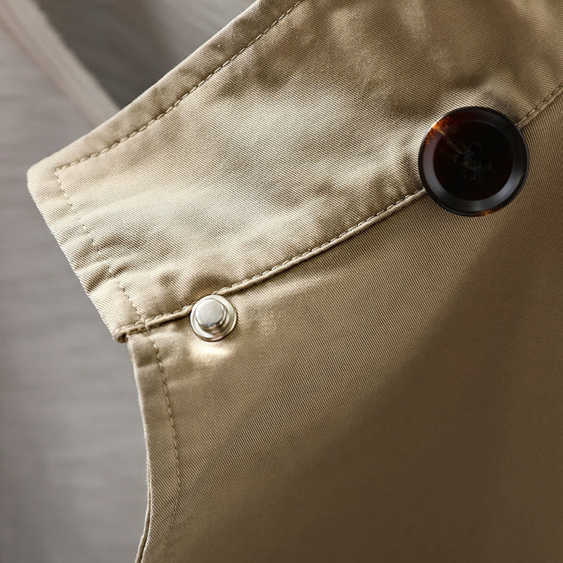 Chaqueta de algodón de manga larga y longitud media para mujer con botones de otoño y Buddha Stones y bolsillos - image 7