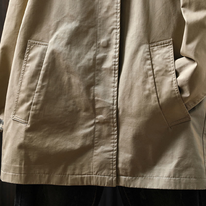 Chaqueta de algodón de manga larga y longitud media para mujer con botones de otoño y Buddha Stones y bolsillos - image 8