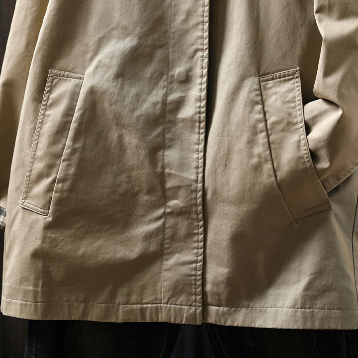 Chaqueta de algodón de manga larga y longitud media para mujer con botones de otoño y Buddha Stones y bolsillos - image 8