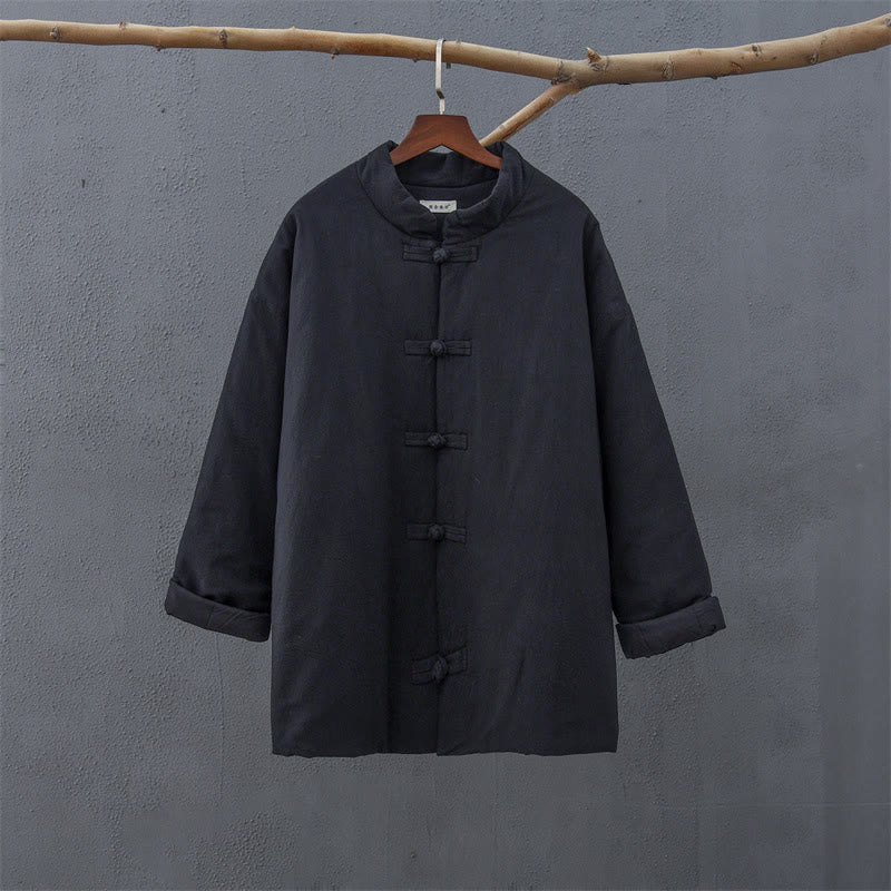 Chaqueta térmica de algodón de manga larga con botones de rana para mujer, de Buddha Stones, con bolsillos, para invierno - image 17