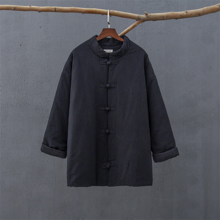 Chaqueta térmica de algodón de manga larga con botones de rana para mujer, de Buddha Stones, con bolsillos, para invierno - image 17