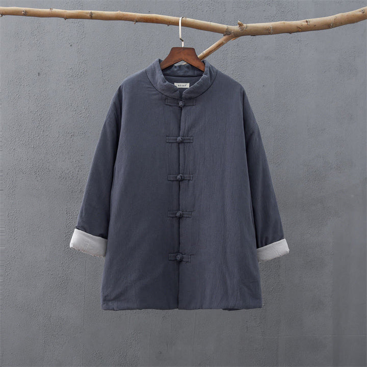 Chaqueta térmica de algodón de manga larga con botones de rana para mujer, de Buddha Stones, con bolsillos, para invierno - image 31