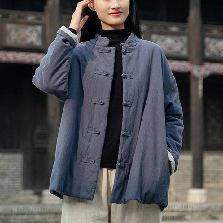 Chaqueta térmica de algodón de manga larga con botones de rana para mujer, de Buddha Stones, con bolsillos, para invierno - image 28