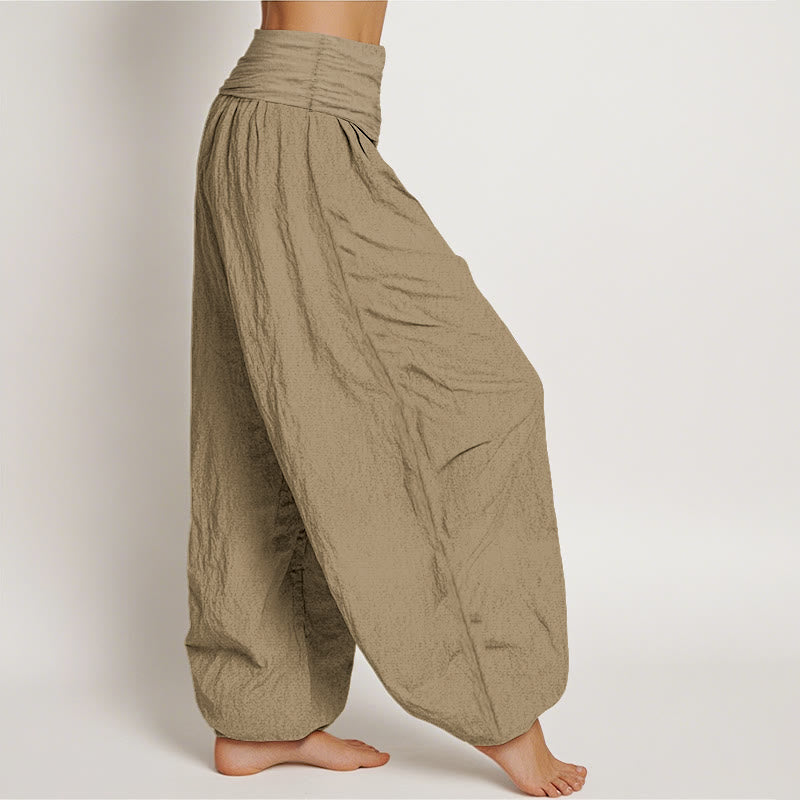 Pantalones harén de algodón con cintura elástica para mujer, color tostado y piedras de Buddha Stones - image 2