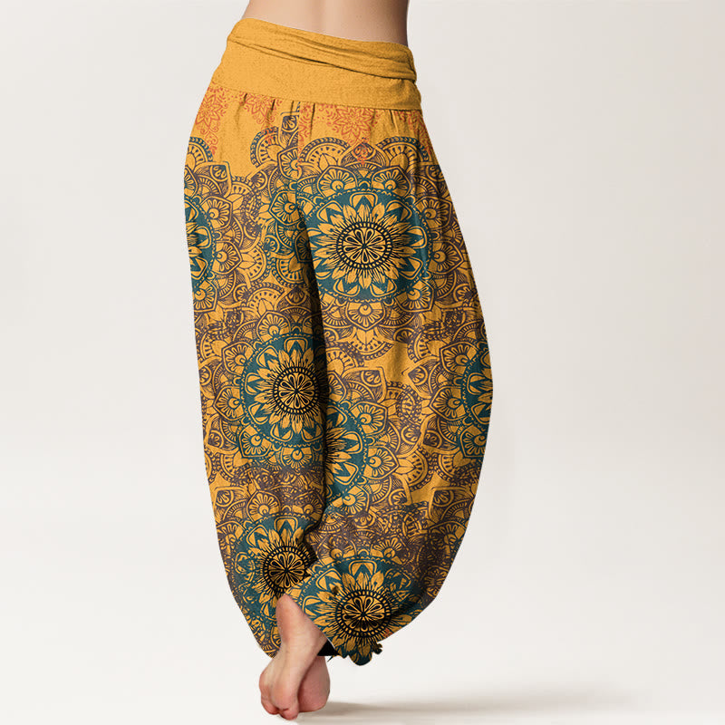 Pantalones Buddha Stones de algodón puro con estampado de mandalas triangulares para mujer, cintura elástica - image 13