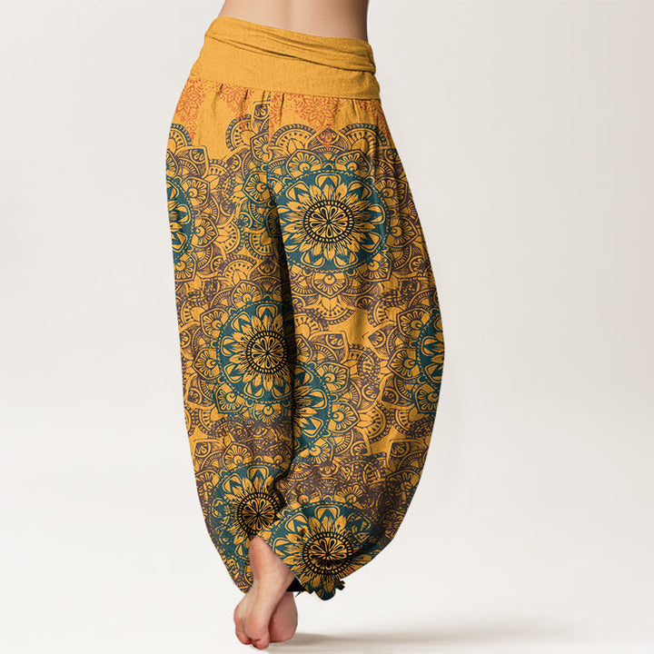 Pantalones Buddha Stones de algodón puro con estampado de mandalas triangulares para mujer, cintura elástica - image 13