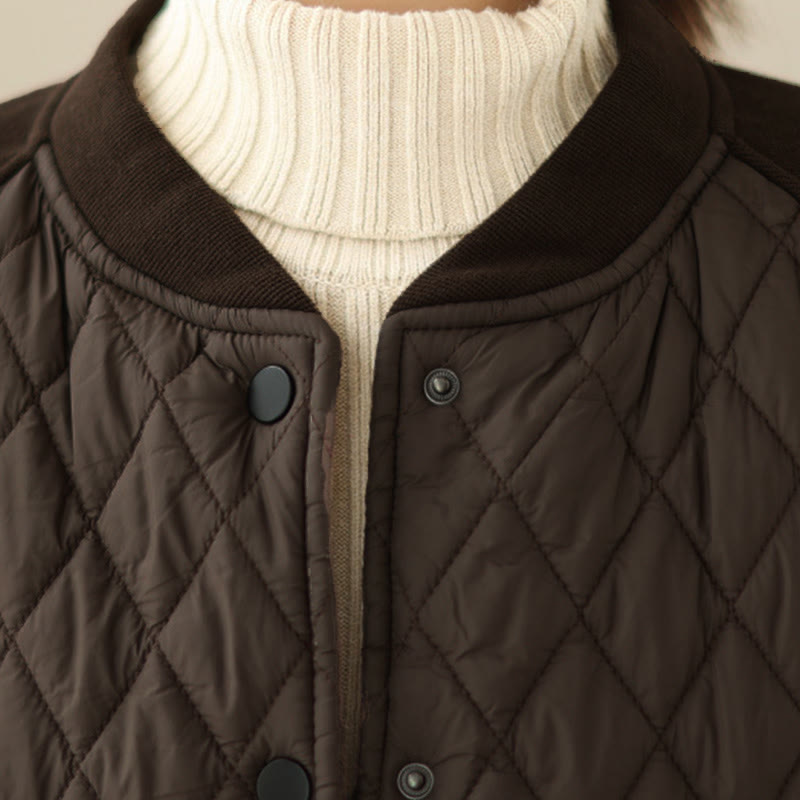 Chaqueta gruesa de manga larga para mujer con estampado de diamantes y Buddha Stones y bolsillos - image 6