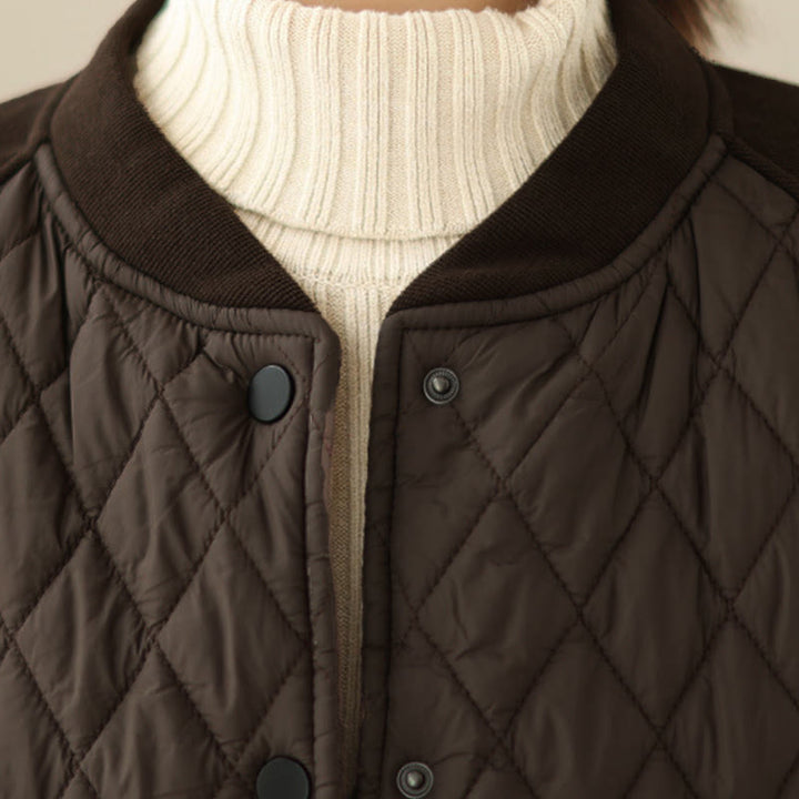 Chaqueta gruesa de manga larga para mujer con estampado de diamantes y Buddha Stones y bolsillos - image 6